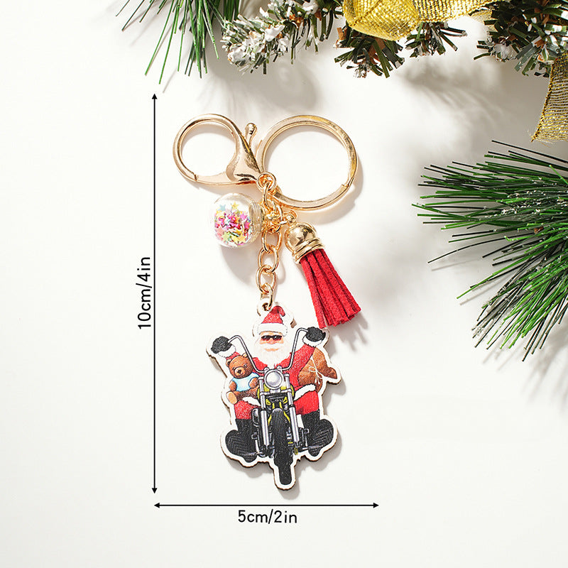 Wholesale Creative Santa Claus Christmas Gifts Wooden Cartoon Keychain